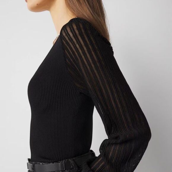 White House Black Market sheer Sleeve Sweater NWOT - Picture 2 of 7